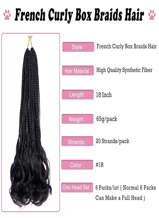 Dorsanee French Curl Crochet Braids 18 Inch 6 Packs Goddess Box Braids Crochet Hair Pre Looped French Curly Braiding Hair Crochet Box Braids With Curly Wavy Ends Synthetic Hair Extensions (#1B) - Image 2