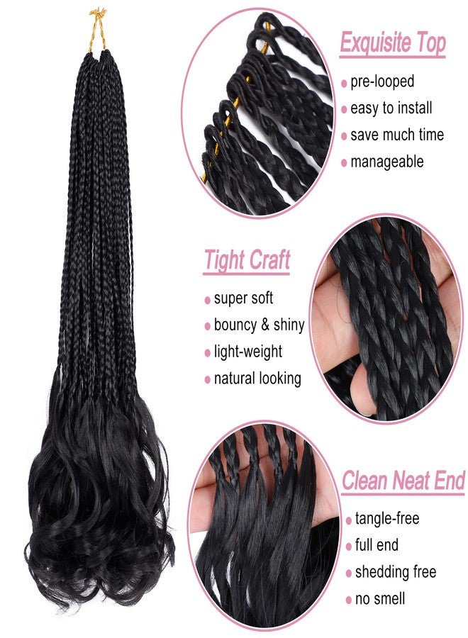 Dorsanee French Curl Crochet Braids 18 Inch 6 Packs Goddess Box Braids Crochet Hair Pre Looped French Curly Braiding Hair Crochet Box Braids With Curly Wavy Ends Synthetic Hair Extensions (#1B) - Image 5