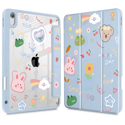 May Chen for iPad (A16) 11th Generation Case 11 Inch 2025, iPad 10th Gen Case 2022 10.9 inch, Built-in Pencil Holder with Shockproof Clear Transparent Back Shell Auto Wake/Sleep, Cartoon Stick Figure - Image 1