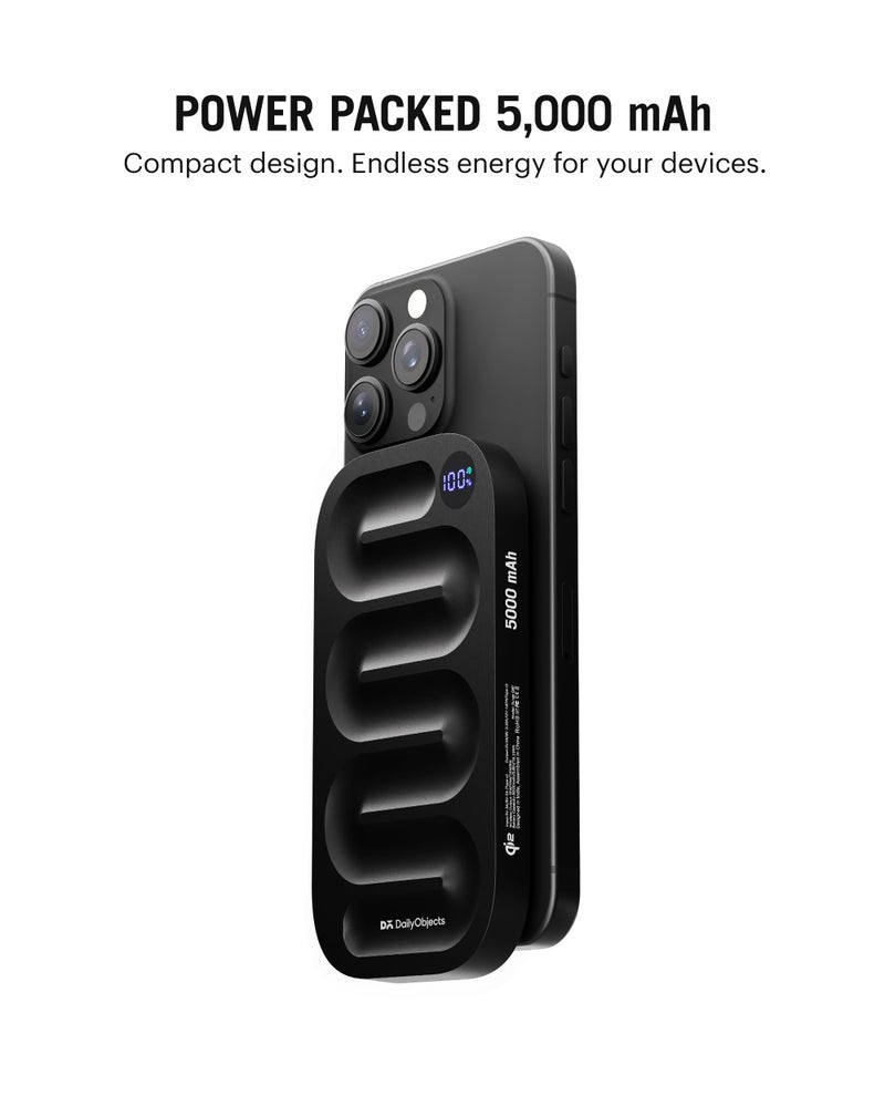 DailyObjects Black Loop Qi2 MagSafe Power Bank 5000 mAh & Kevlar Core USB-C 60W Charging Cable - Combo - Image 3