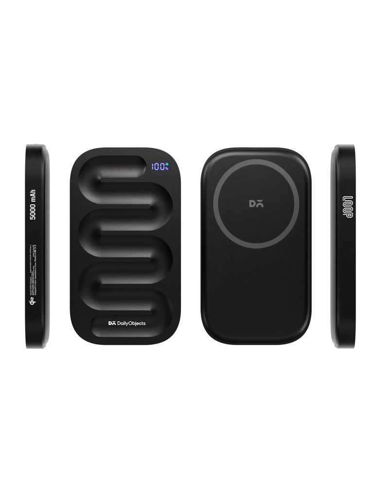 DailyObjects Black Loop Qi2 MagSafe Power Bank 5000 mAh & Kevlar Core USB-C 60W Charging Cable - Combo - Image 5