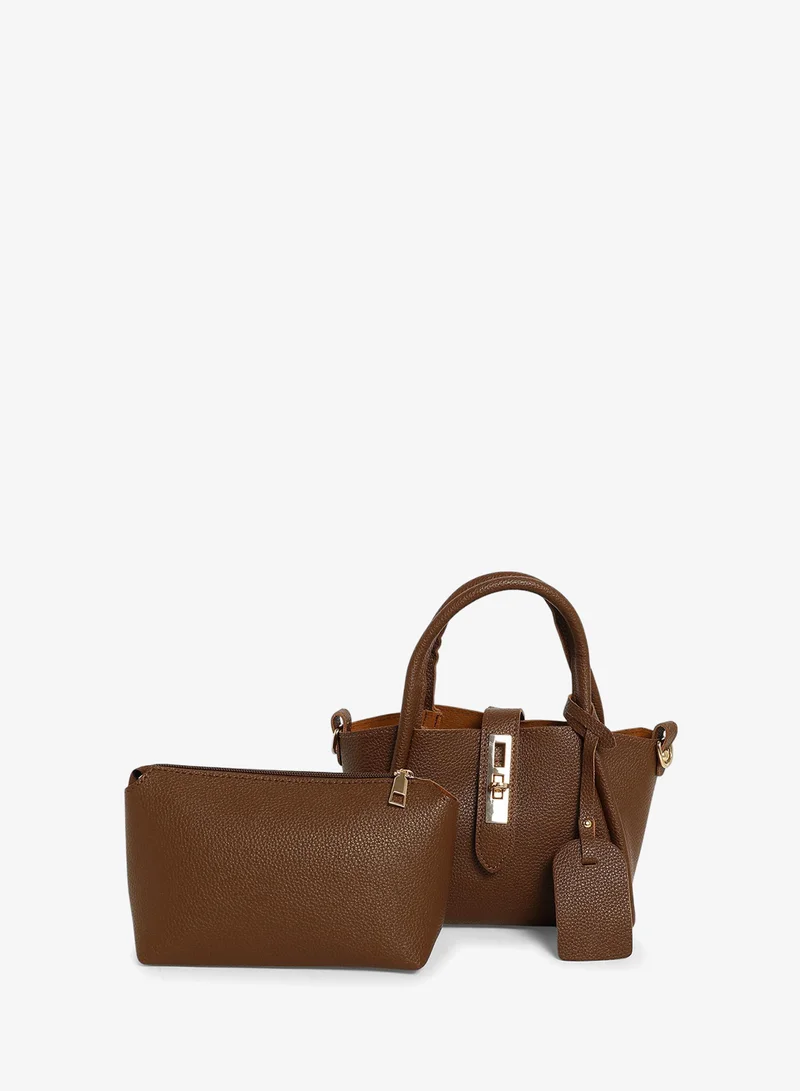 Haute Sauce  Solid Interlock Regular Vegan Leather Hand Bag For Women for Women | Best Price UAE