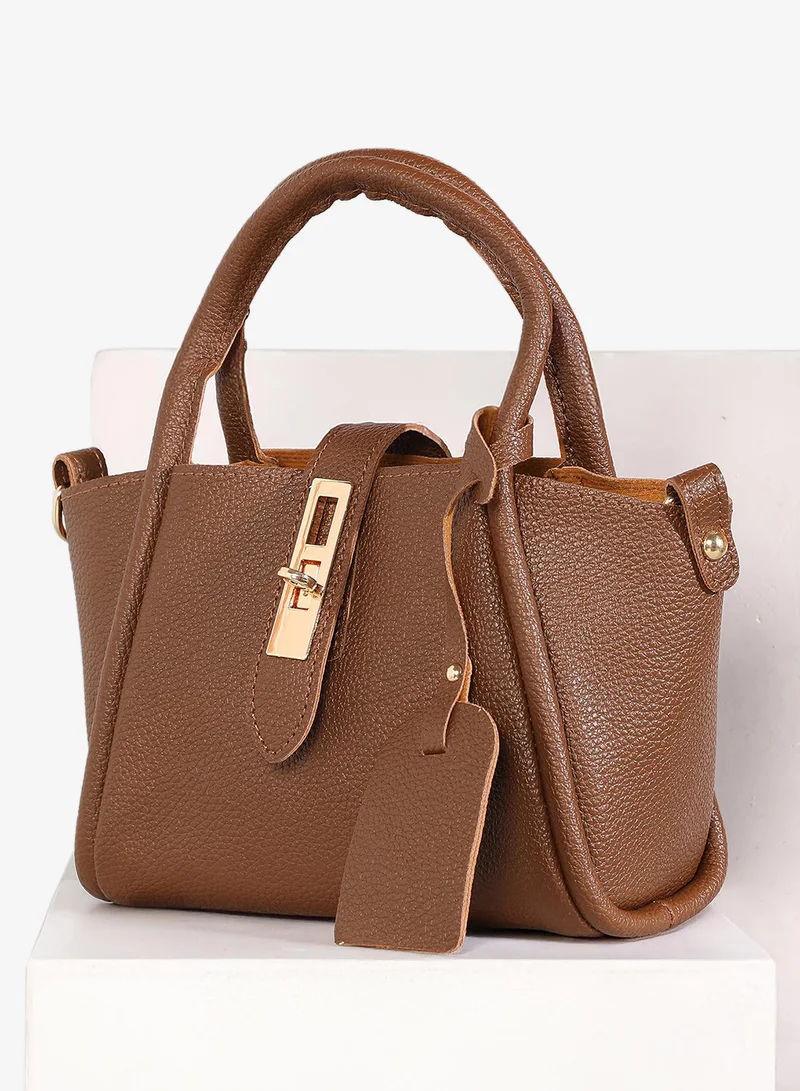 Solid Interlock Regular Vegan Leather Hand Bag For Women