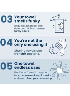 CLEAN SKIN CLEAN SKIN CLUB CSC CT Clean Towels XL/World's First Biodegradable Face Towel/Disposable Makeup Removal Wipes/Super Soft 50 Count Single BoxWhite  - Image 5