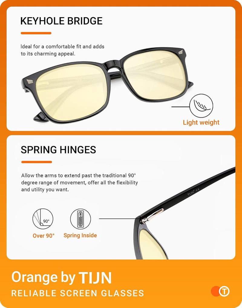 Gaming Glasses Blue Light Blocking Glasses for Women Men Nerd Eyeglasses Screen Fatigue Anti UV Glare, Black(Gaming Glasses) - Image 5