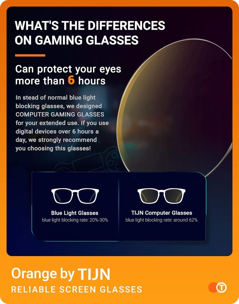 Gaming Glasses Blue Light Blocking Glasses for Women Men Nerd Eyeglasses Screen Fatigue Anti UV Glare, Black(Gaming Glasses) - Image 3