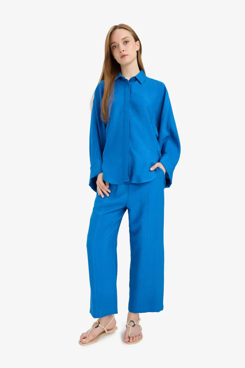 ديفاكتو Harem Linen Blend Wide Leg Trousers