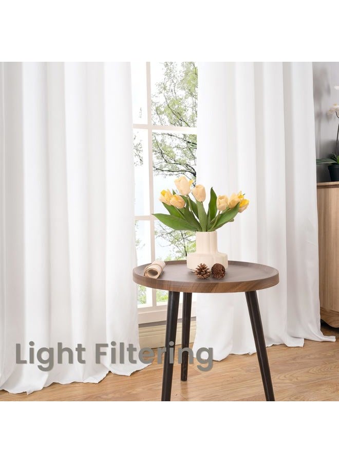BGment Pure White Linen Curtains 84 Inch Length for Living Room, Light Filtering Drapes No See Through with Grommet Thick Semi Sheer Window Treatments for Bedroom Decor, 2 Panels, Each 52 Inch Wide - Image 2