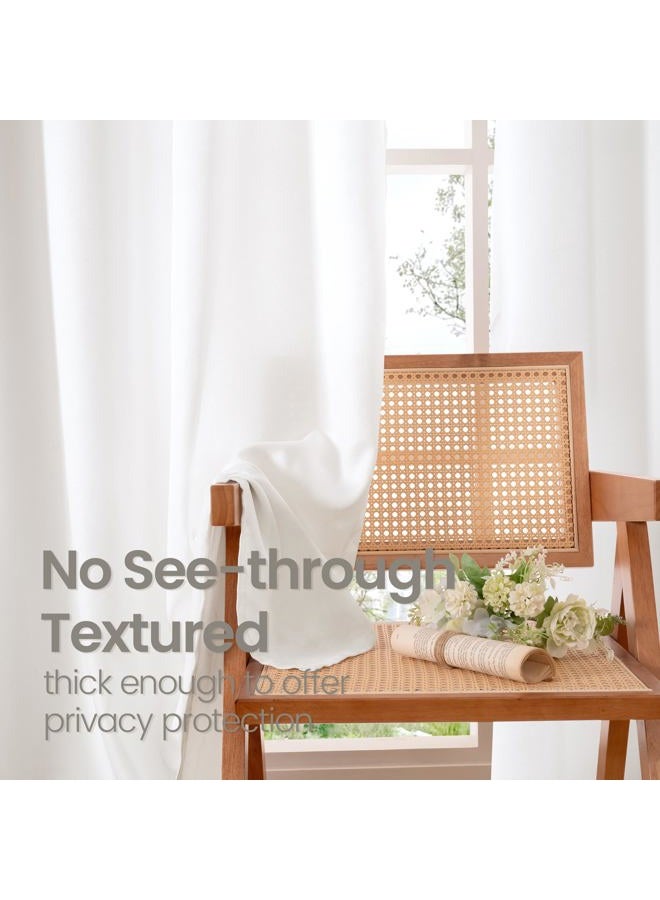 BGment Pure White Linen Curtains 84 Inch Length for Living Room, Light Filtering Drapes No See Through with Grommet Thick Semi Sheer Window Treatments for Bedroom Decor, 2 Panels, Each 52 Inch Wide - Image 3