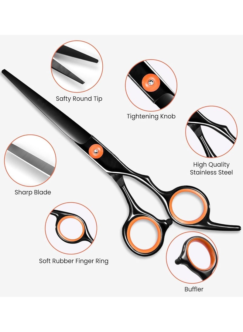 general مجموعة مقصات قص الشعر مجموعة شاملة من مقصات قص الشعر مقصات شعر احترافية مقصات تخفيف مشط شعر فرشاة رقبة في حقيبة جلدية مجموعة مقصات قص الشعر - Image 2