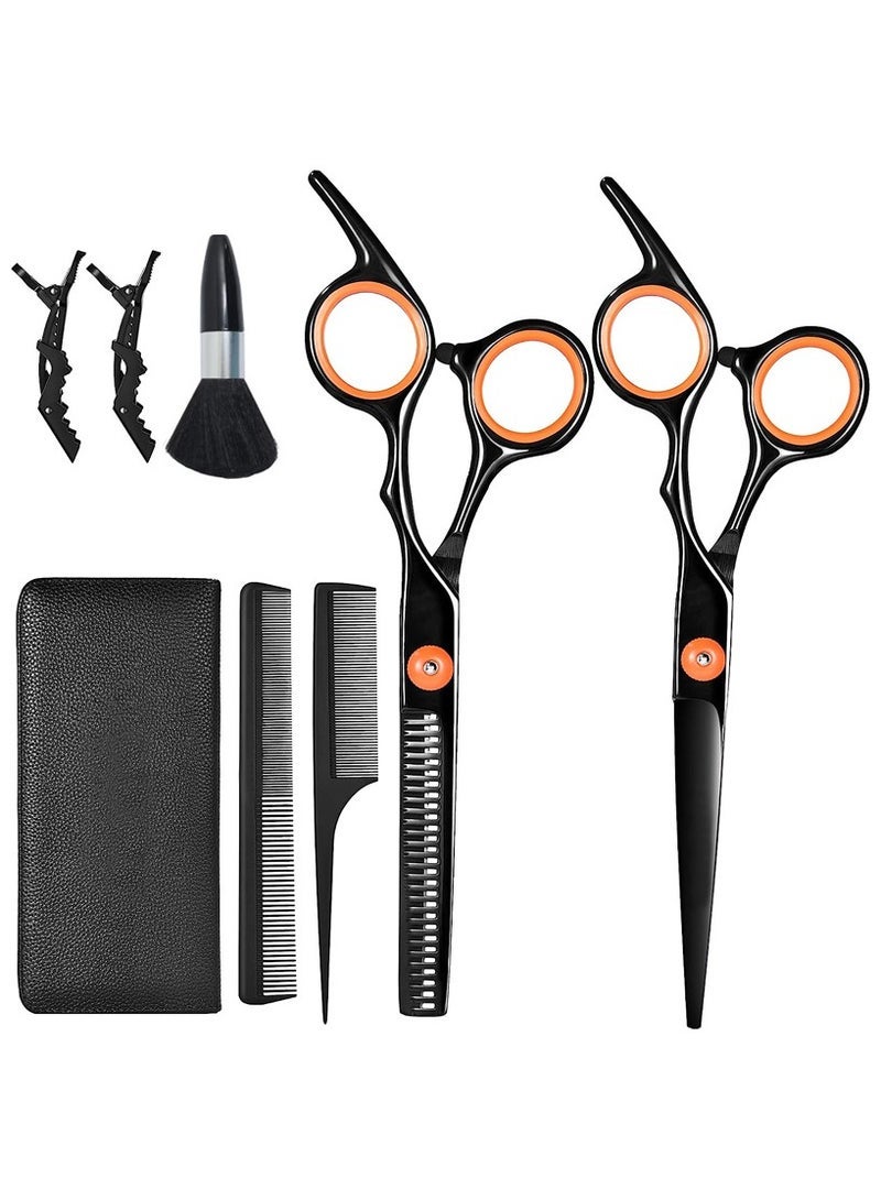 general مجموعة مقصات قص الشعر مجموعة شاملة من مقصات قص الشعر مقصات شعر احترافية مقصات تخفيف مشط شعر فرشاة رقبة في حقيبة جلدية مجموعة مقصات قص الشعر - Image 1