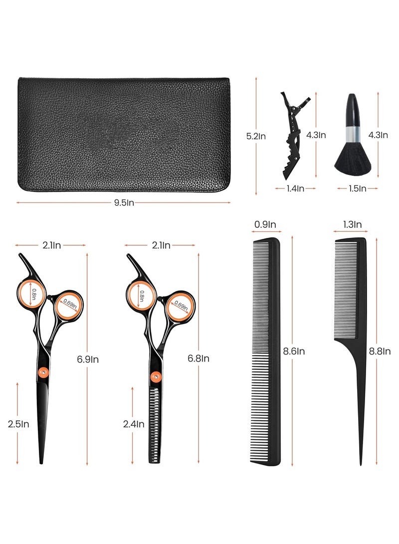 general مجموعة مقصات قص الشعر مجموعة شاملة من مقصات قص الشعر مقصات شعر احترافية مقصات تخفيف مشط شعر فرشاة رقبة في حقيبة جلدية مجموعة مقصات قص الشعر - Image 4