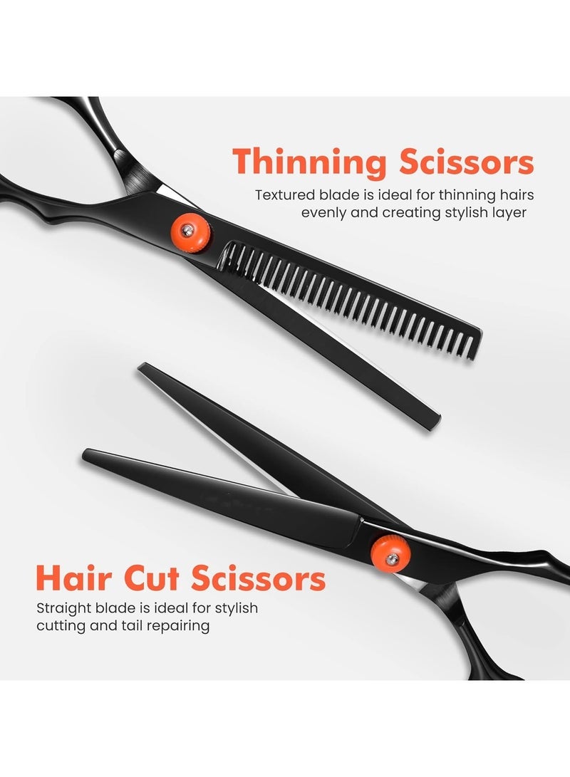 general مجموعة مقصات قص الشعر مجموعة شاملة من مقصات قص الشعر مقصات شعر احترافية مقصات تخفيف مشط شعر فرشاة رقبة في حقيبة جلدية مجموعة مقصات قص الشعر - Image 3