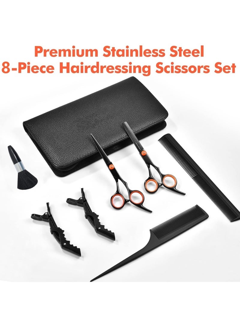 general مجموعة مقصات قص الشعر مجموعة شاملة من مقصات قص الشعر مقصات شعر احترافية مقصات تخفيف مشط شعر فرشاة رقبة في حقيبة جلدية مجموعة مقصات قص الشعر - Image 5