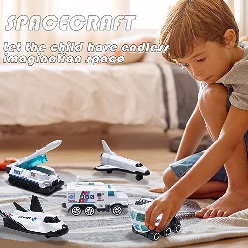 Oriate Diecast 6PCS Explore Space Spaceship Gift Set, Rocket, Space Probe, Mobile Lab Mini SpaceFleet Toys for Boys Girls 3 Years Old and Up Creative Gifts - Image 3