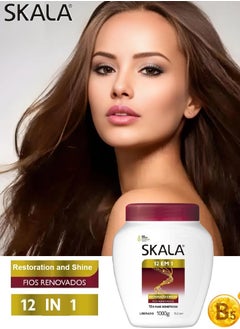 SKALA Hair Treatment and Restoration Cream (12 in 1) Enriched with Vegetable Keratin, Avocado Oil, Argan Oil, Vegetable Ceramides, Pro-B5, Vitamin E, Shea and Cocoa Butter, Rice Protein and Wheat Protein, it Provides Amazing Restoration and Vital Nutrients to the Hair 1000 g  - Image 5
