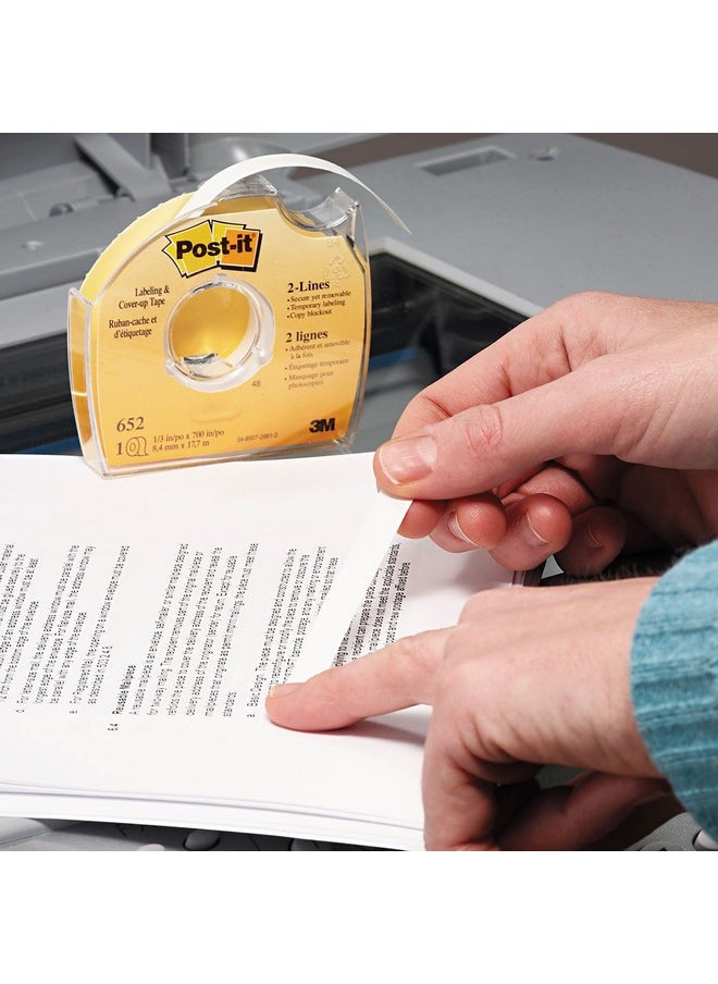 Post-it - 3M 652 Labeling/Cover-Up Tape, Non-Refillable, 1/3-Inch X 700-Inch Roll, 1/Ea - Image 1