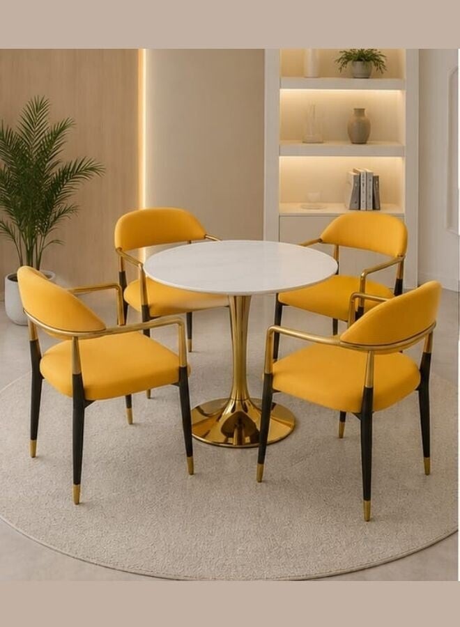 SUNLIT HOME Modern 5-Piece Dining Set with Round Dining Table and 4 Upholstered Chairs – Dining Furniture Set for Home, Kitchen, Cafe & Restaurant - Image 1