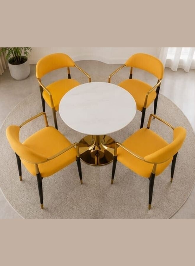 SUNLIT HOME Modern 5-Piece Dining Set with Round Dining Table and 4 Upholstered Chairs – Dining Furniture Set for Home, Kitchen, Cafe & Restaurant - Image 4