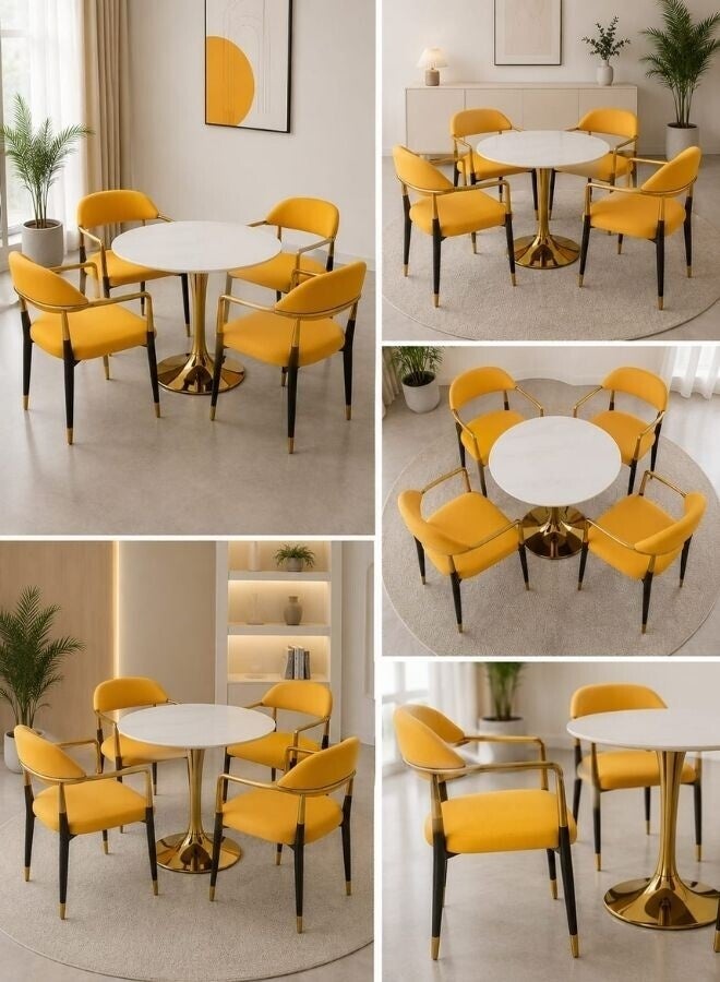 SUNLIT HOME Modern 5-Piece Dining Set with Round Dining Table and 4 Upholstered Chairs – Dining Furniture Set for Home, Kitchen, Cafe & Restaurant - Image 2