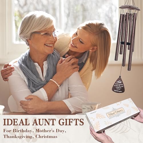 vifoew Aunt Gifts, 32" Bronze Wind Chimes, Birthday Gifts for Auntie from Niece Nephew, Auntie Gift Ideas, Best Aunt Ever Gift for Women Birthday Christmas Mother's Day, Home Decor - Image 2