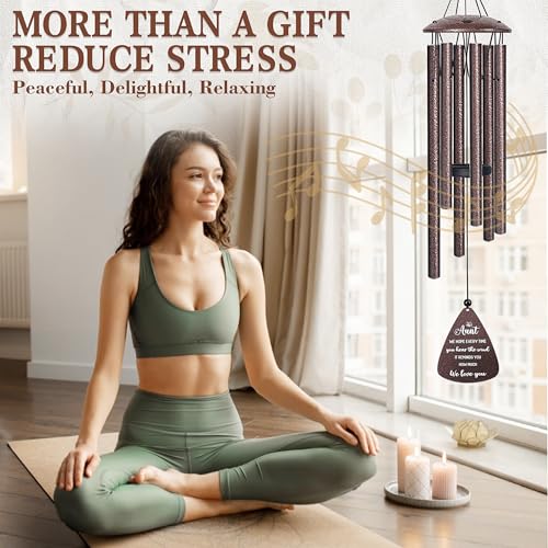 vifoew Aunt Gifts, 32" Bronze Wind Chimes, Birthday Gifts for Auntie from Niece Nephew, Auntie Gift Ideas, Best Aunt Ever Gift for Women Birthday Christmas Mother's Day, Home Decor - Image 3