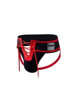 1-Piece Men's Briefs Underwear Wide Waistband Wool Drawstring Underpants Color Red Size XL