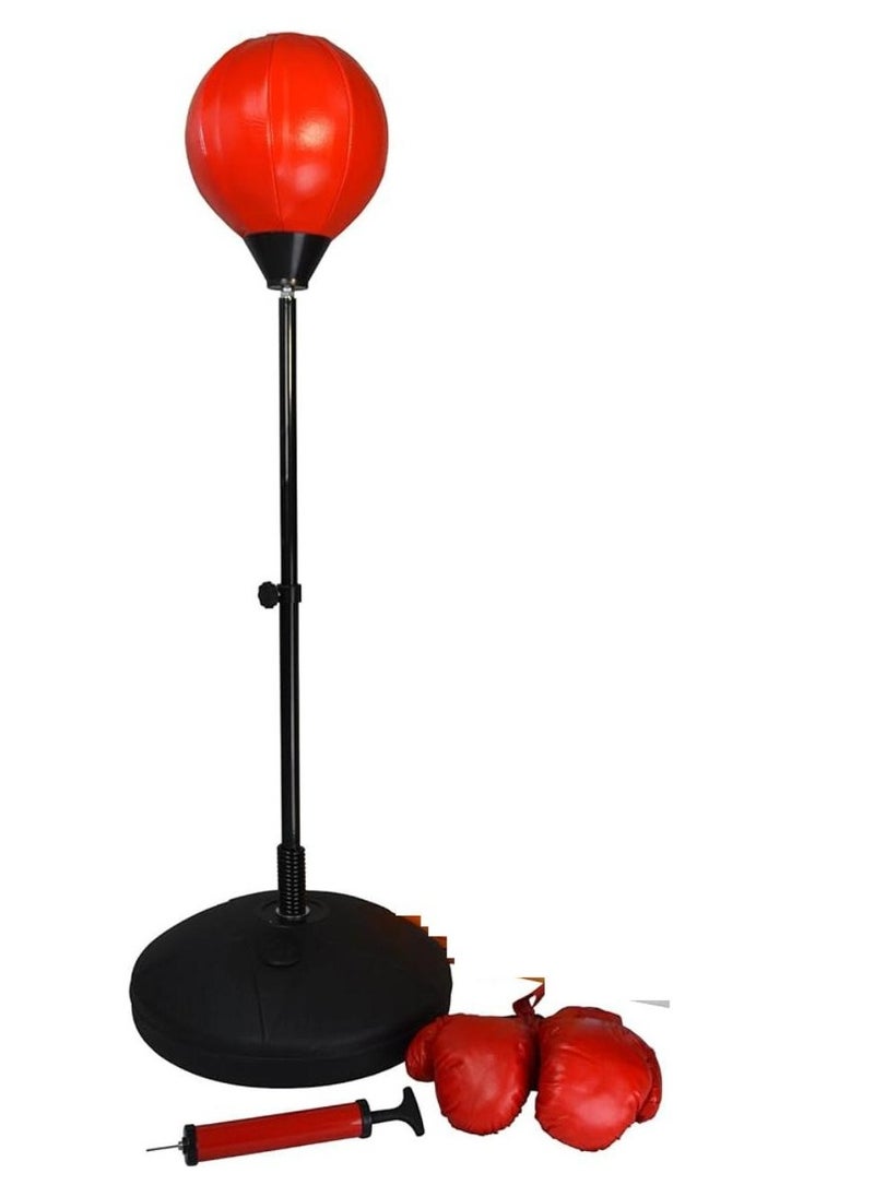 Vitacelli Red ColoPremiumur Free Standing Punch Bag with Gloves for Kids, Speed Ball Boxing for Kids, 90-120cm Adjustable Height can Filled with Water or Sand  - Image 1