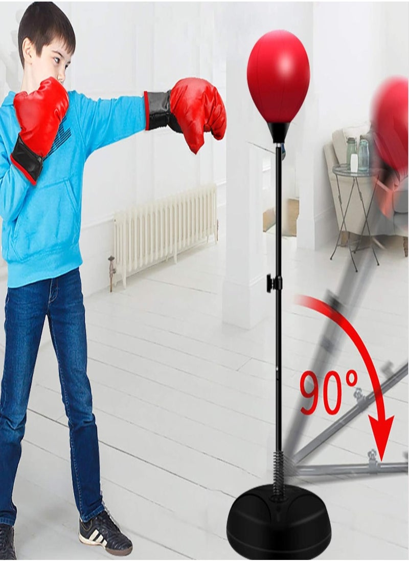 Vitacelli Red ColoPremiumur Free Standing Punch Bag with Gloves for Kids, Speed Ball Boxing for Kids, 90-120cm Adjustable Height can Filled with Water or Sand  - Image 4