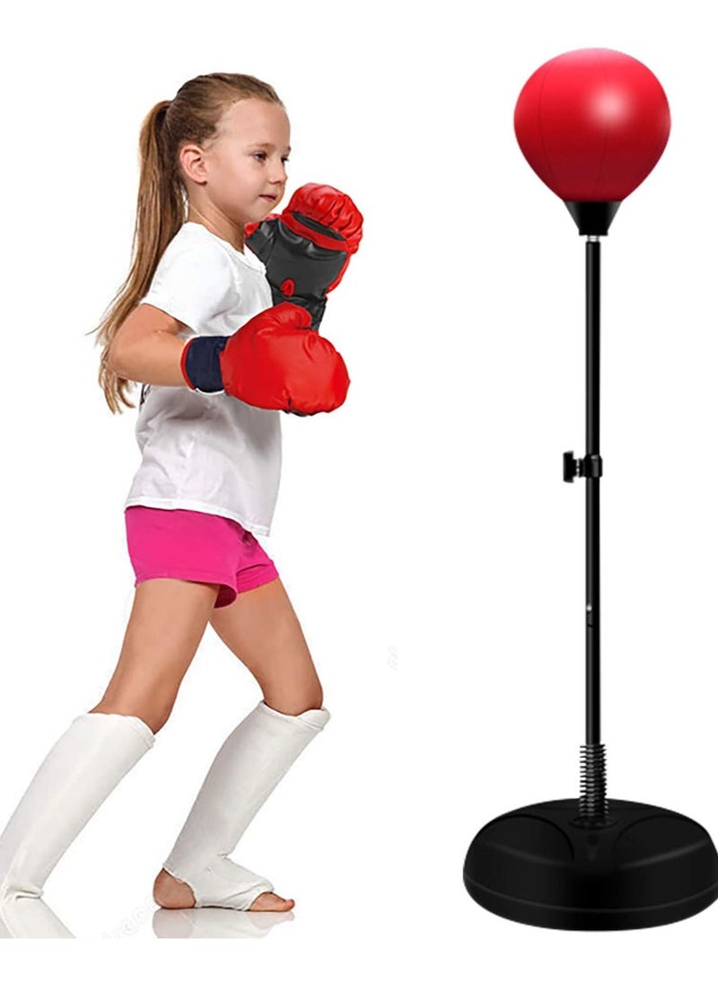 Vitacelli Red ColoPremiumur Free Standing Punch Bag with Gloves for Kids, Speed Ball Boxing for Kids, 90-120cm Adjustable Height can Filled with Water or Sand  - Image 3