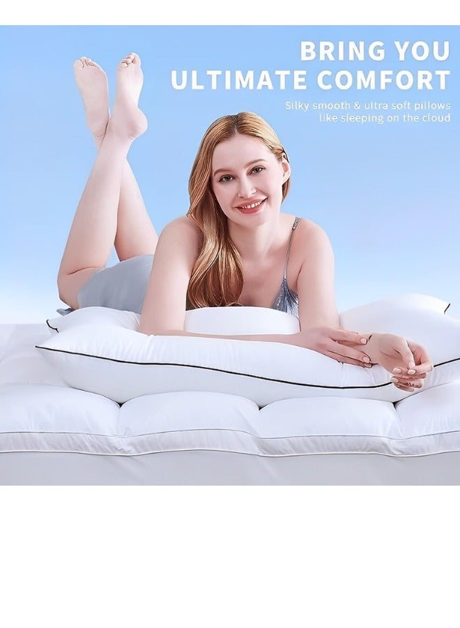 New Star 2-Piece Cotton Sleeping Pillow Set, Soft Fluffy Hotel Pillows Flocked Design, (2200g) Sleeping Bed Pillow Size 50x75cm with Luxury Down Alternative Filling Hotel Style - Image 4