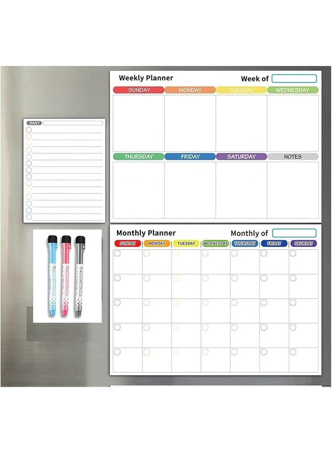TRASSLE Magnetic Dry Erase Calendar For Refrigerator Magnet Flexible Daily Message Stickers Includes Monthly Weekly Calendar Whiteboard 3 Pen Markers With Eraser For Agenda Planner To Do List  - Image 3