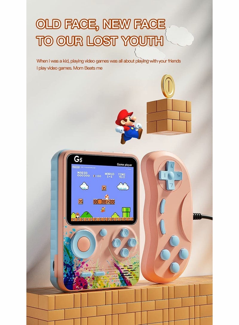 Excefore G5 Retro 3 inch Handheld Game Console Built-in 500 Classical FC Games Support for Connecting TV & Two Players Blue - Image 4