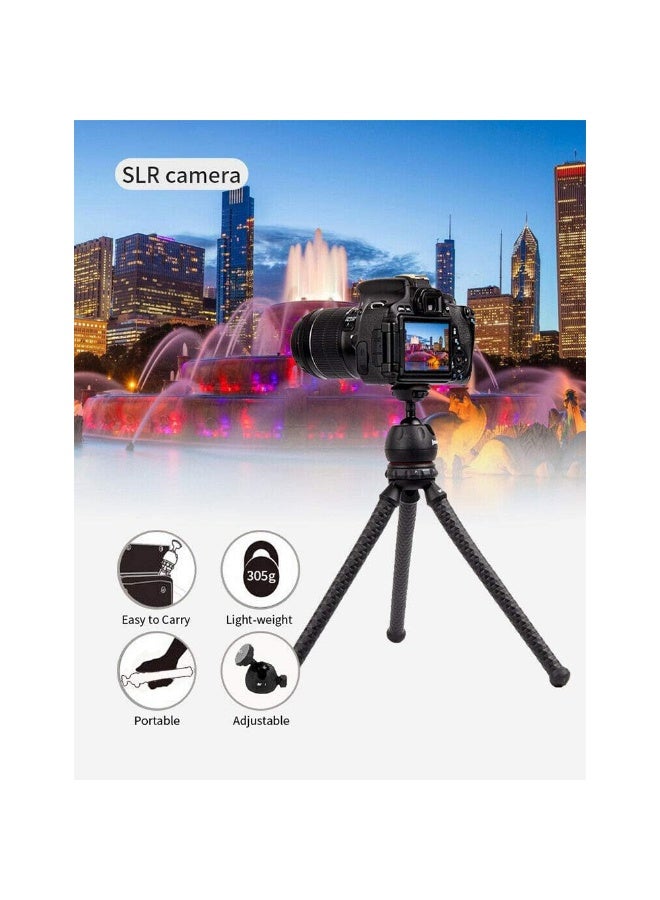 جيه ماري حامل ثلاثي القوائم مرن للطاولة مع رأس كروي قابل للتعديل بزاوية 360 درجة MT-25، حامل هاتف عالمي، تصميم خفيف الوزن قابل للطي لكاميرات DSLR والكاميرات الرقمية والهواتف الذكية - أسود - Image 3