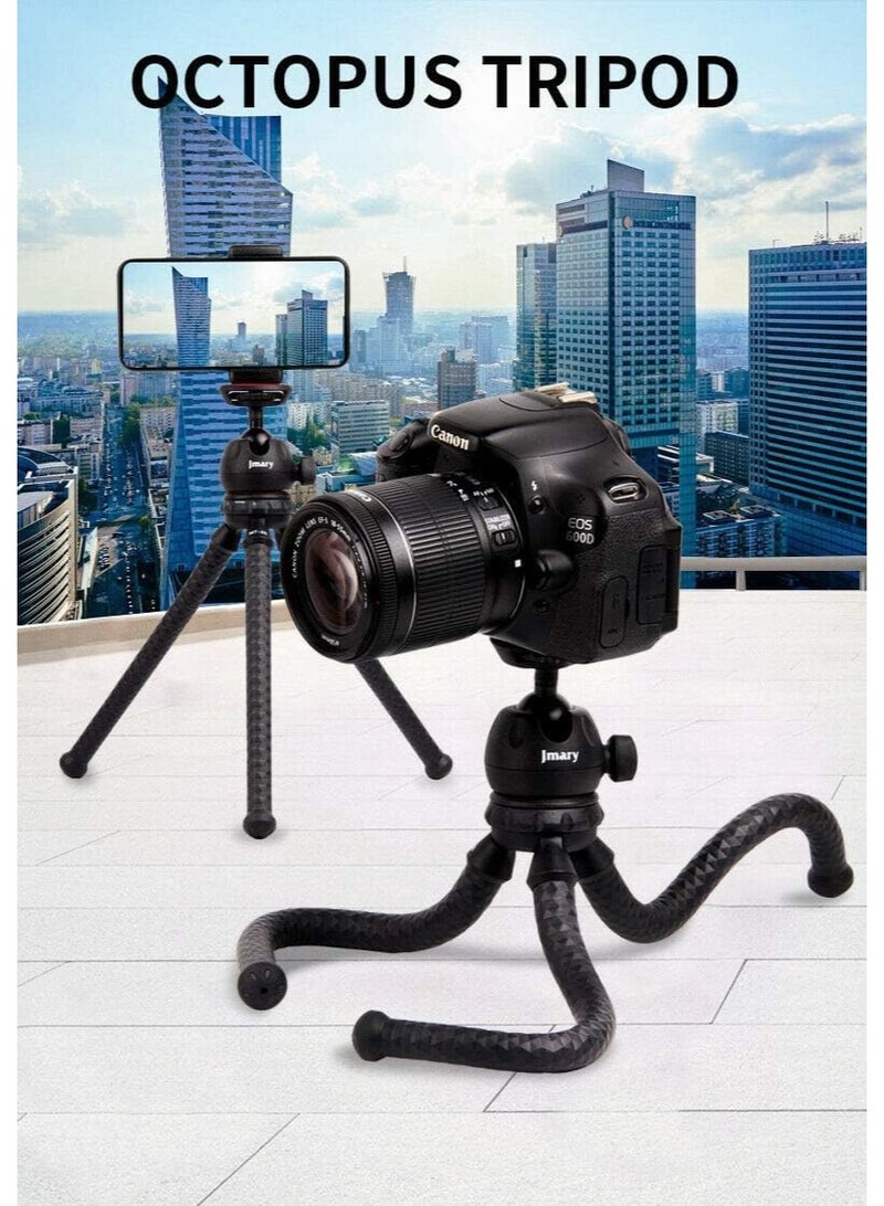 جيه ماري حامل ثلاثي القوائم مرن للطاولة مع رأس كروي قابل للتعديل بزاوية 360 درجة MT-25، حامل هاتف عالمي، تصميم خفيف الوزن قابل للطي لكاميرات DSLR والكاميرات الرقمية والهواتف الذكية - أسود - Image 4