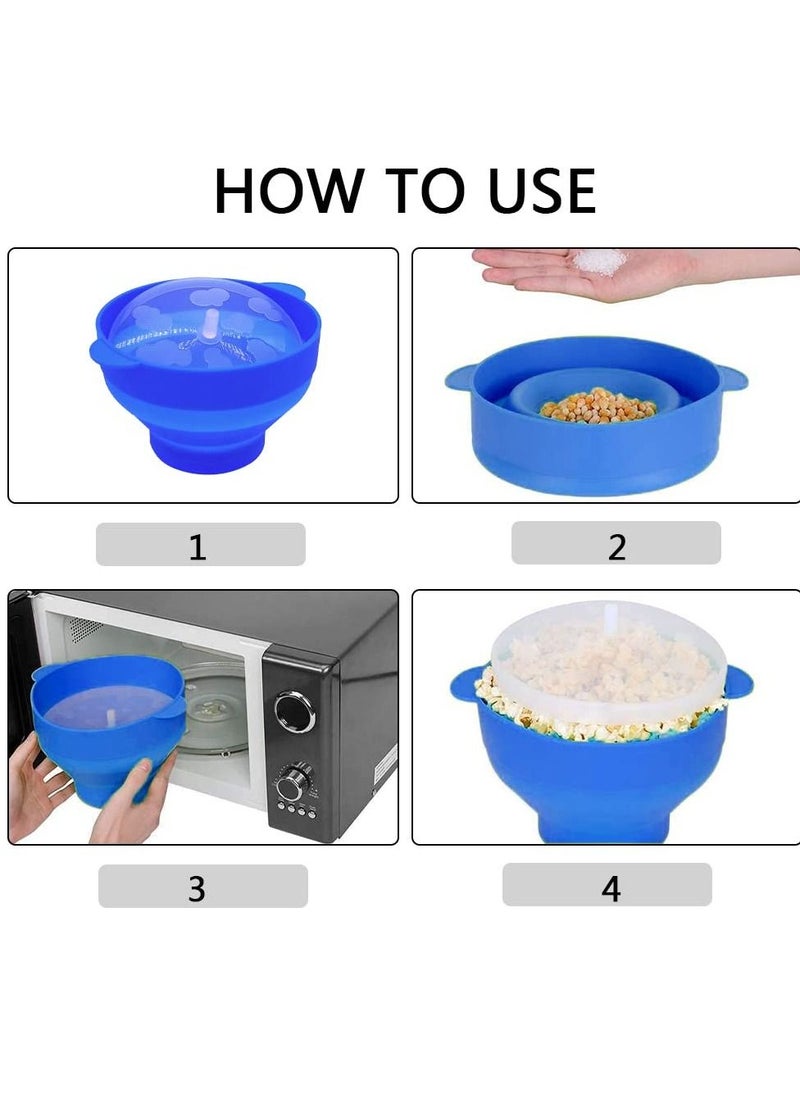 SYOSI - Microwaveable Silicone Popcorn Popper, BPA Free Microwave Popcorn Popper, Collapsible Microwave Popcorn Maker Bowl for Home, Party, Watch Movie, Dishwasher Safe-Bule(15*12.7*8.5 cm) - Image 1