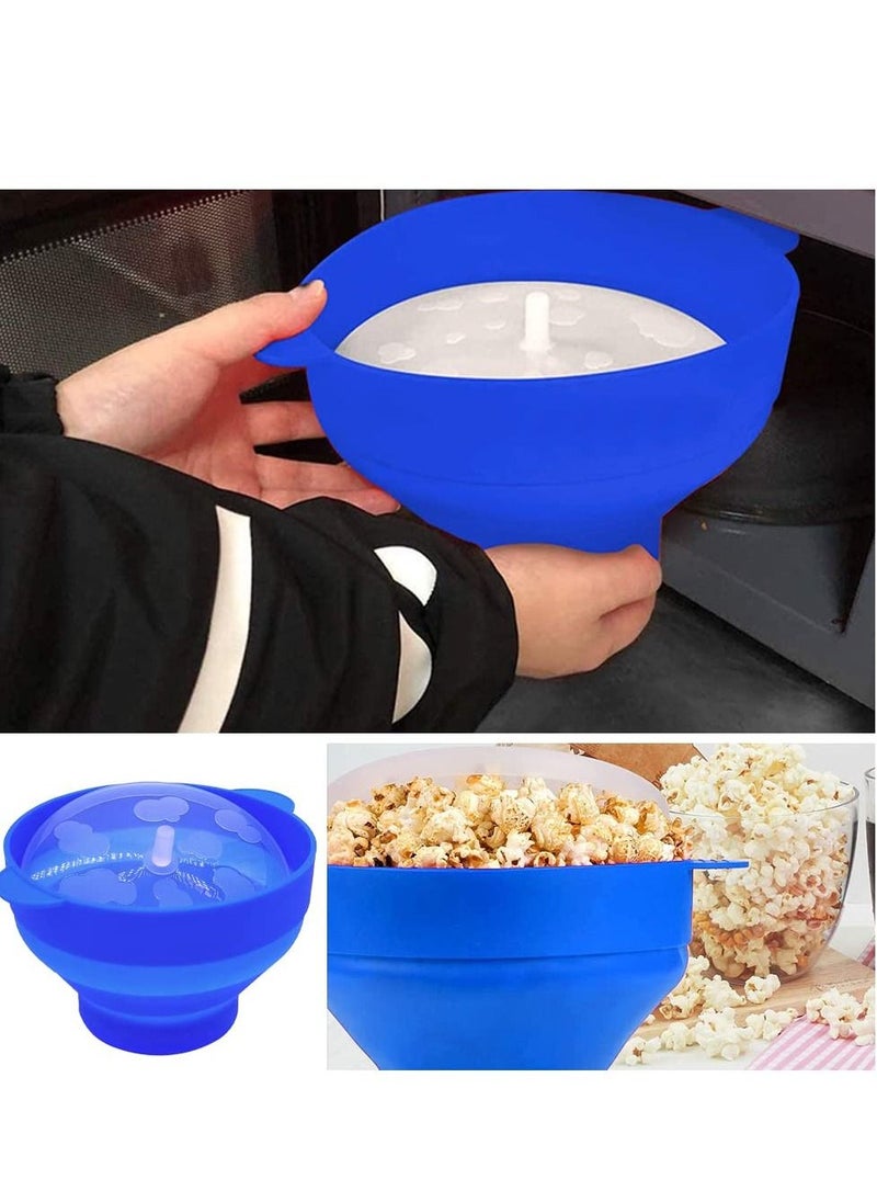 SYOSI - Microwaveable Silicone Popcorn Popper, BPA Free Microwave Popcorn Popper, Collapsible Microwave Popcorn Maker Bowl for Home, Party, Watch Movie, Dishwasher Safe-Bule(15*12.7*8.5 cm) - Image 1