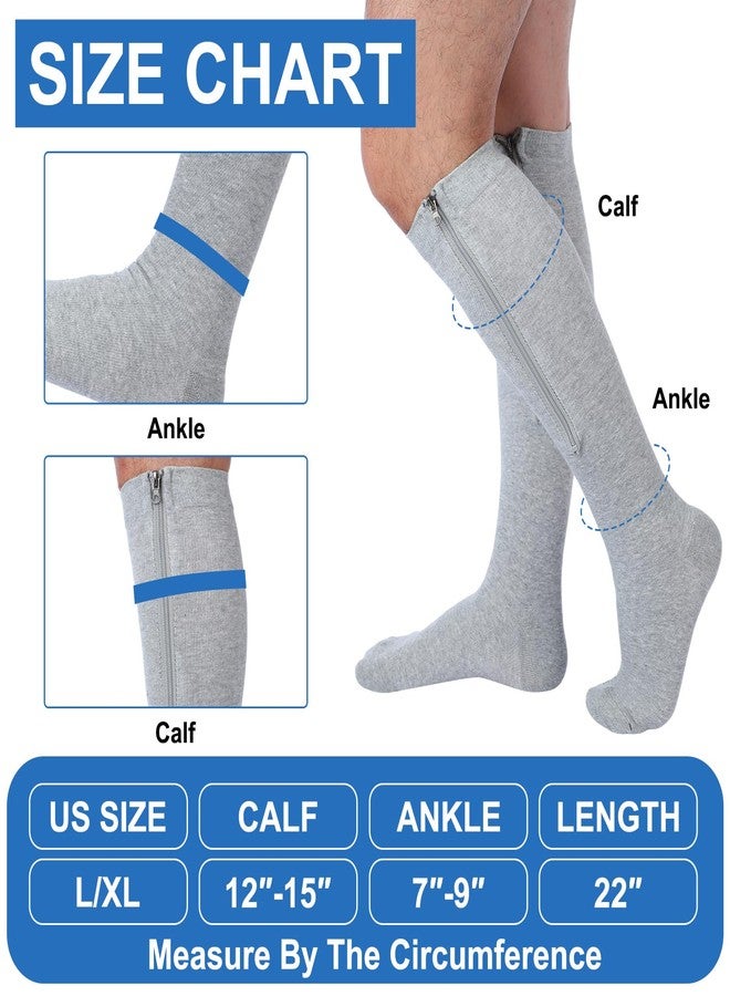 Evervibe 6 Pairs Men Zipper Compression Socks 20-30mmhg Colorful Knee High Compression Stockings with Zipper for Men Women Swelling Edema Running Travel - Image 3