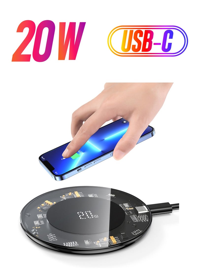 SYOSI - Cell phone wireless charger 20W fast magnetic charging station for iPhone 14/14 Plus/14 Pro/14 Pro Max/13/12/11/X/XS/XR Samsung Galaxy S22/S21/S20/Note 20/10 (without AC adapter) - Image 1