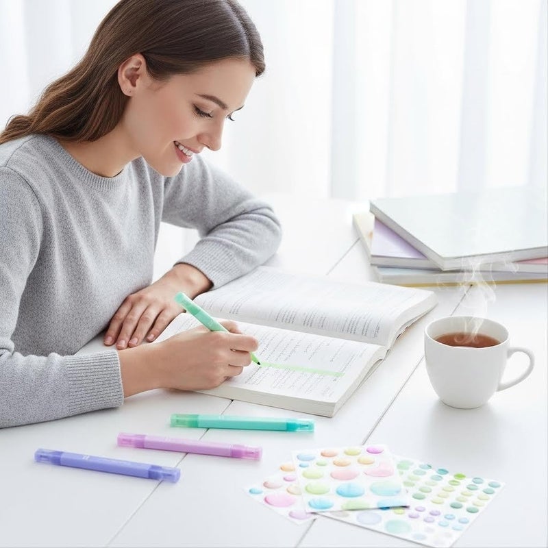 konket 6Pcs Aesthetic Cute Highlighters with Soft Chisel Tip,Bible Highlighters No Bleed, Quick Dry Highlighter Markers - Image 4