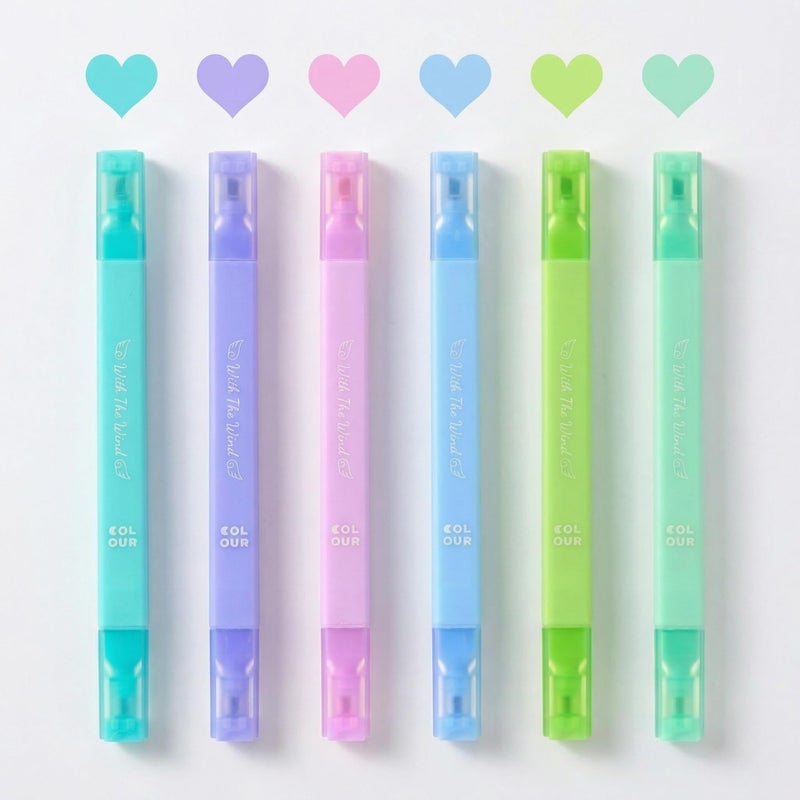 konket 6Pcs Aesthetic Cute Highlighters with Soft Chisel Tip,Bible Highlighters No Bleed, Quick Dry Highlighter Markers - Image 1