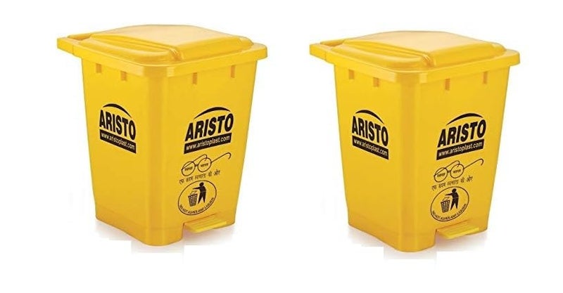 Aristo ARISTO Plastic Pedal Garbage Waste Dustbin 45 LTR YELLOW/YELLOW Pack of 2
