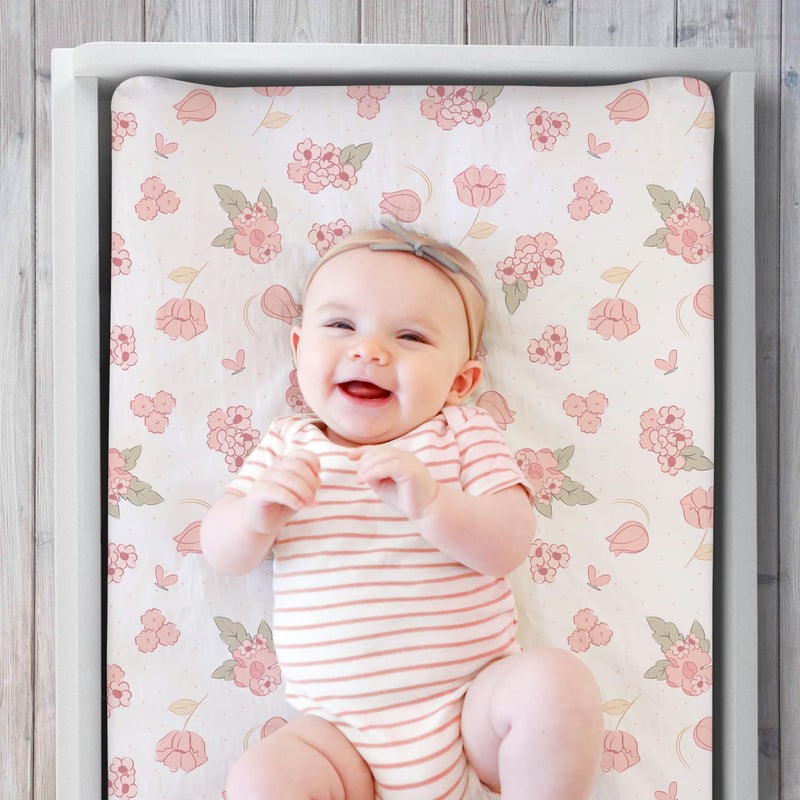 The Peanut Shell The Peanutshell Baby Girl Changing Pad Covers Set of 3  Ultra Soft Baby Cover  Fits Standard Changing Table Pads Durable Machine Washable Sheets  Wildest Dreams - Image 3