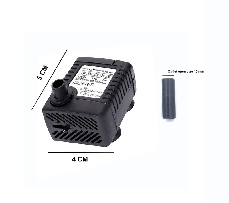 Venusaqua Venus Aqua Mini Water Fountain Pump 3W Small Submersible Pump for DIY Crafts Min Vertical Fountain and Aquarium/Fish Tank(Power:3W, H.MAX:0.6M, Flow Rate:200L/H) - Image 2