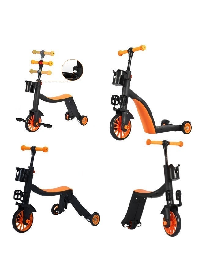 3-in-1 Convertible Kids Bike & Scooter – Balance Bike, Kick Scooter, and Pedal Bike with Adjustable Handlebar Height – Orange & Black - Image 1
