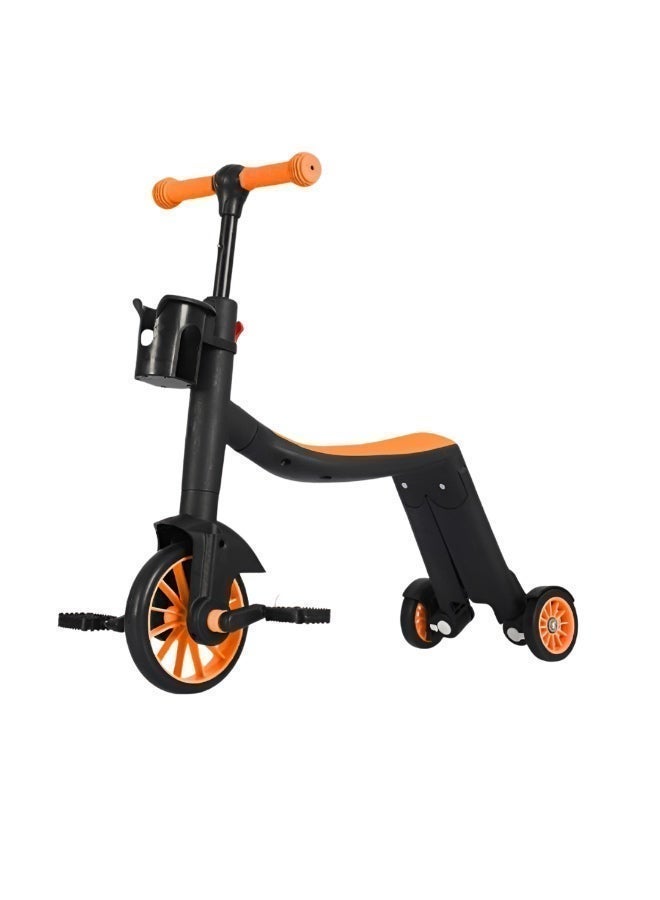 3-in-1 Convertible Kids Bike & Scooter – Balance Bike, Kick Scooter, and Pedal Bike with Adjustable Handlebar Height – Orange & Black - Image 3