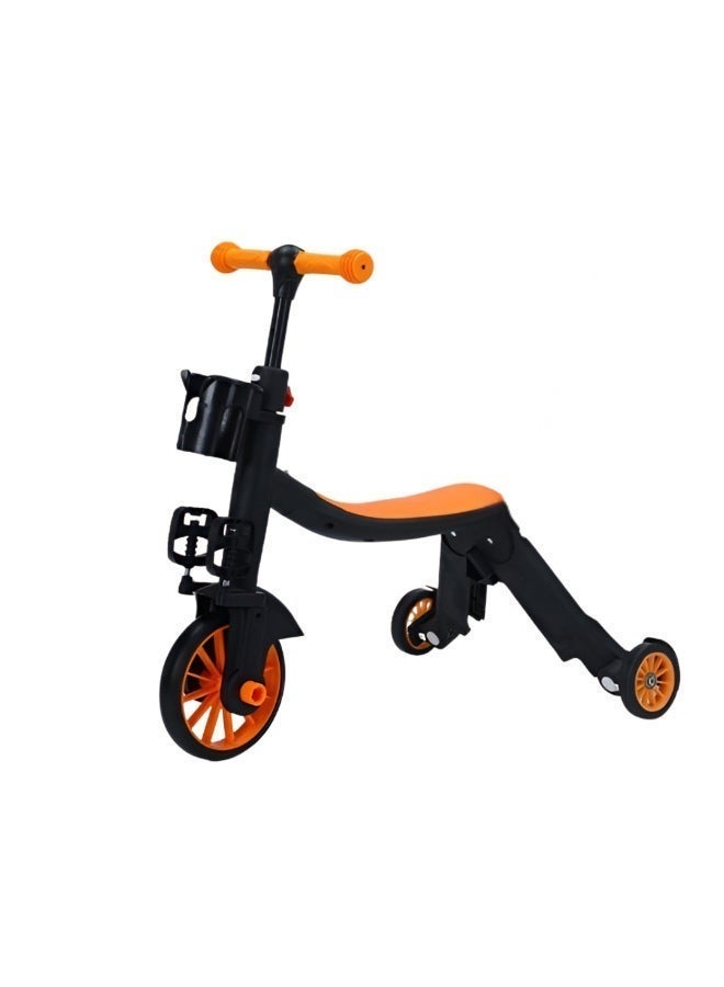 3-in-1 Convertible Kids Bike & Scooter – Balance Bike, Kick Scooter, and Pedal Bike with Adjustable Handlebar Height – Orange & Black - Image 4
