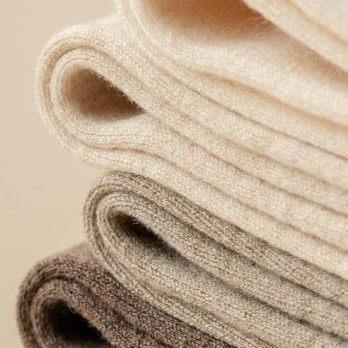 Winkelen Wool Warm Thigh High Socks | Knitted Thick Thermal Woolen Socks for Women Winter Wear Knee High Length Leg Warmer Stretchy Cotton Blend Long Socks Boot Cuffs Knee Cap | Stocking Girls (Beige) - Image 2