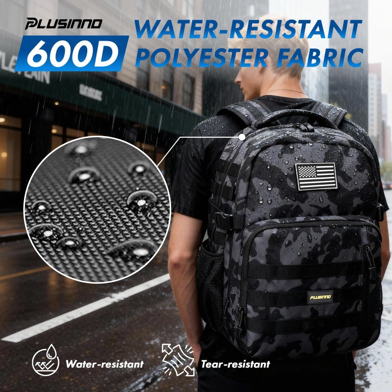 PLUSINNO Tactical Backpack, 40L Water Resistant Military Backpack, gym backpack for men, Laptop Backpack, Large MOLLE Tactical Bag, 3-Day Bug Out Bag For Work Camping, Hiking with Molle System - Image 3