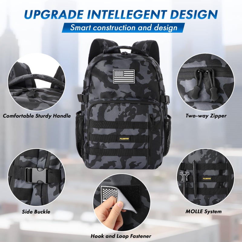 PLUSINNO Tactical Backpack, 40L Water Resistant Military Backpack, gym backpack for men, Laptop Backpack, Large MOLLE Tactical Bag, 3-Day Bug Out Bag For Work Camping, Hiking with Molle System - Image 5